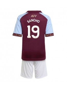 Billige Aston Villa Jadon Sancho #19 Hjemmedraktsett Barn 2025-26 Kortermet (+ Korte bukser)